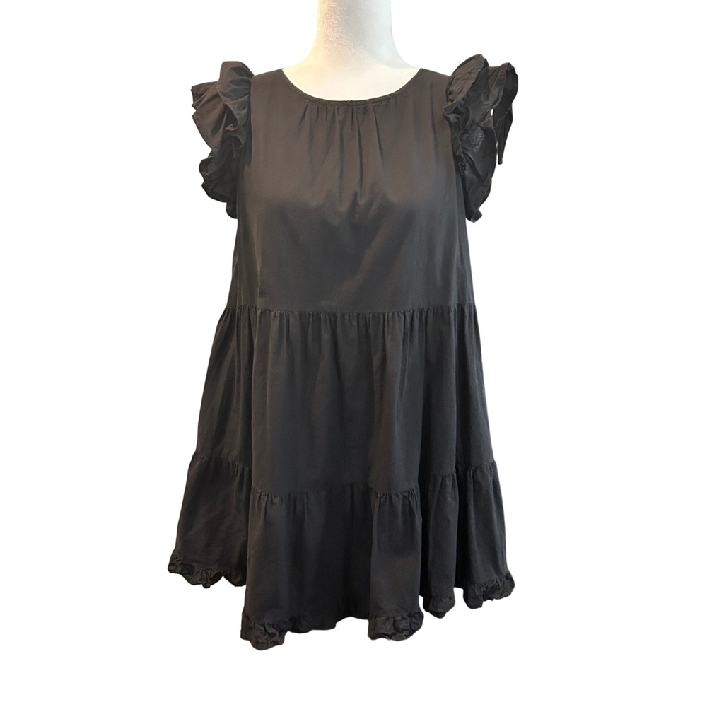 Tiered Ruffle Sleeve Babydoll Dress, Mini Dress with Back Keyhole